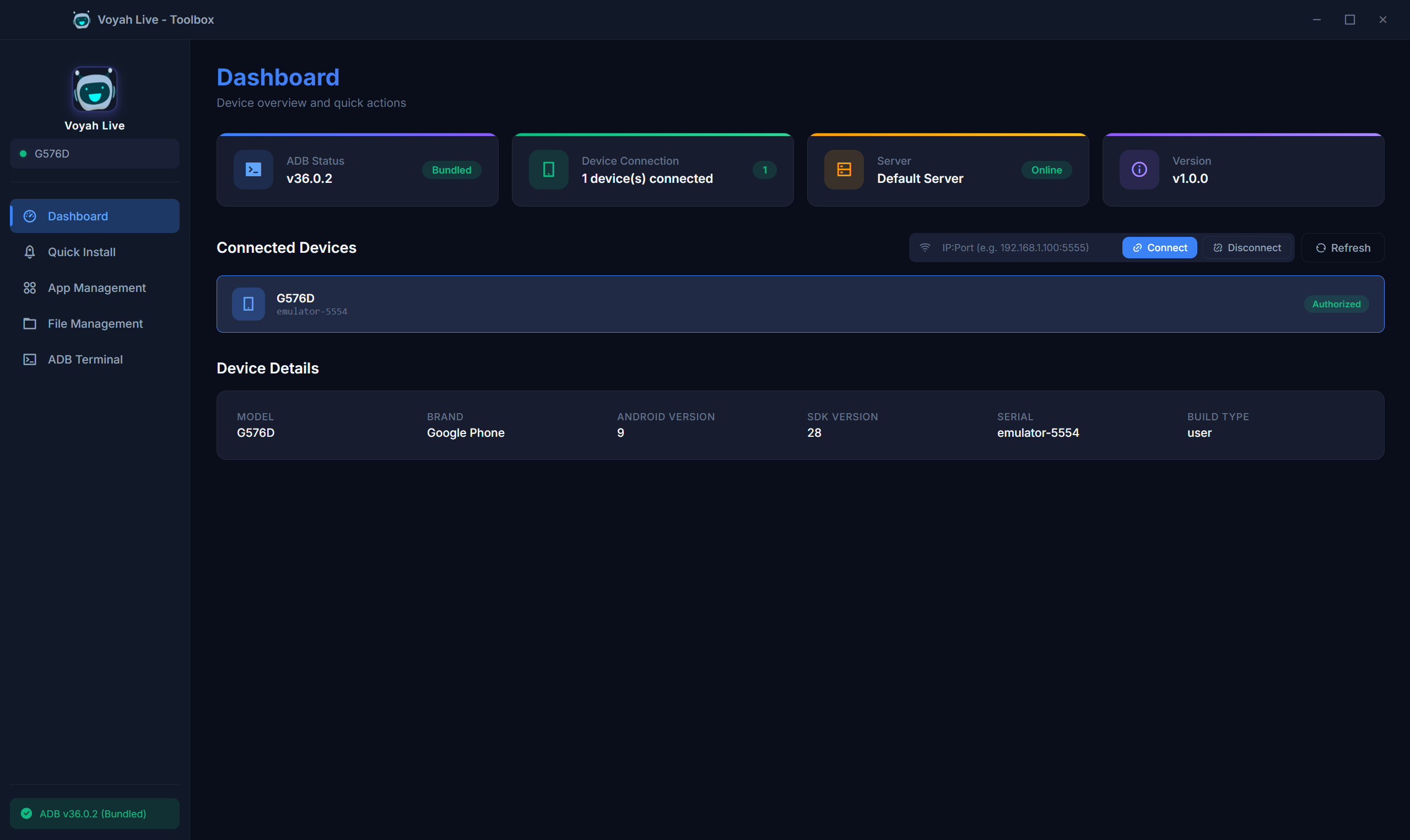 Voyah Live Toolbox Dashboard